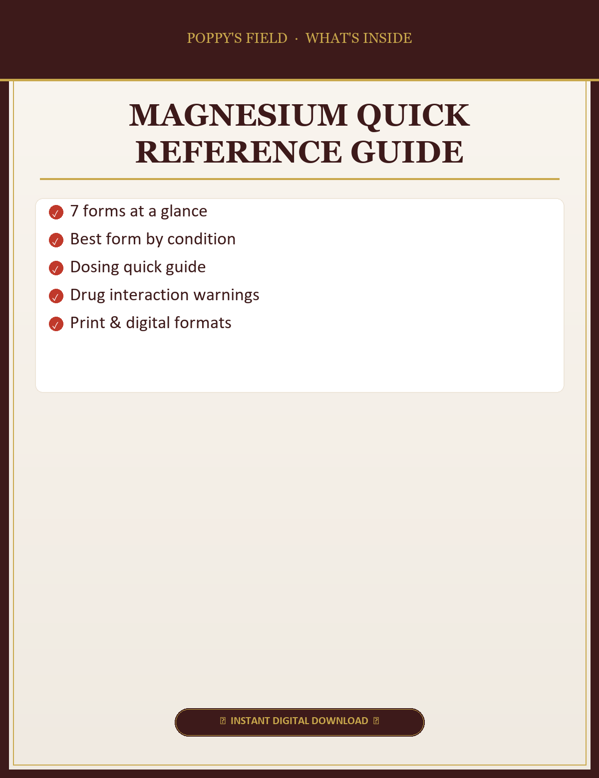 Magnesium Quick Reference Guide — What's Inside
