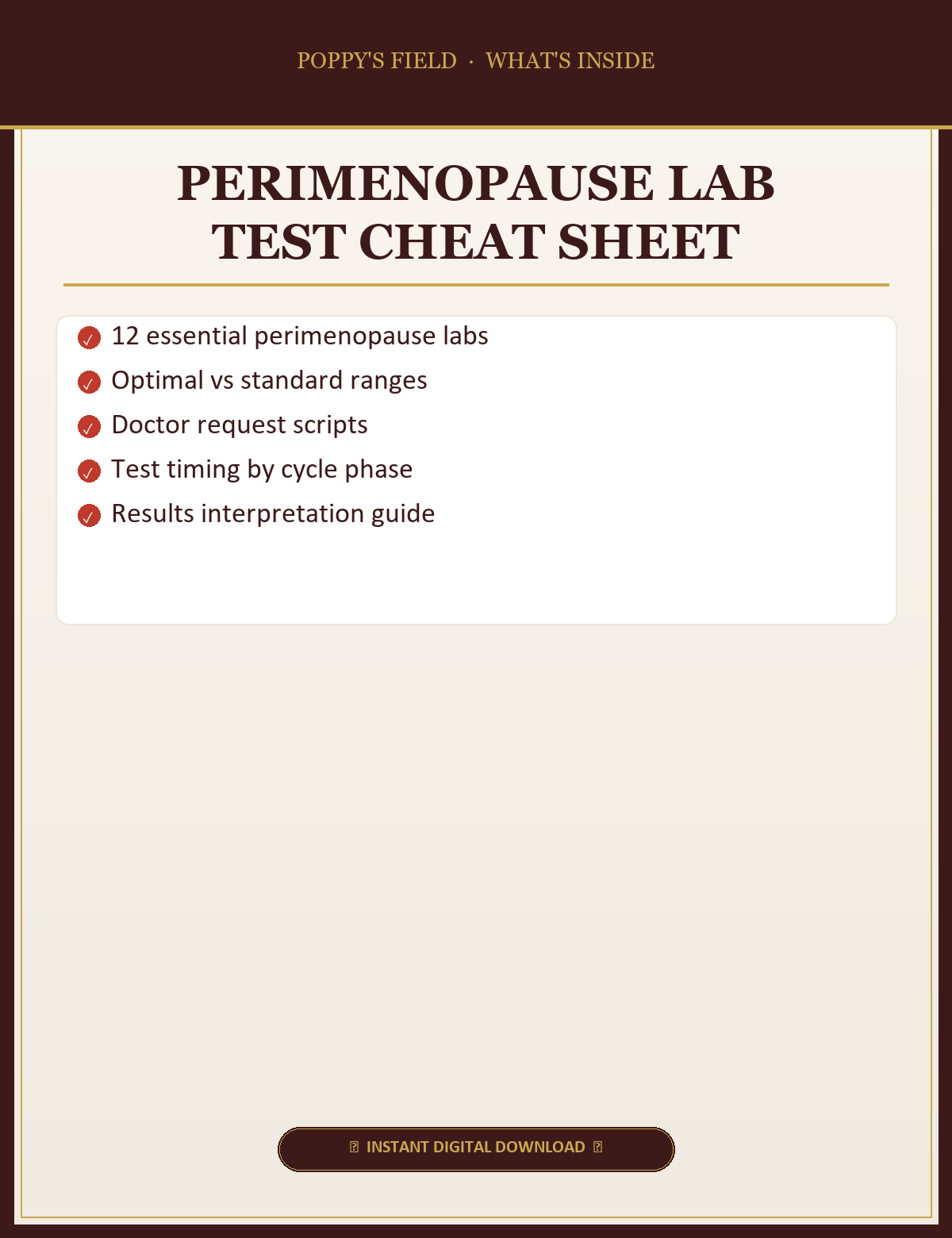 Perimenopause Lab Test Cheat Sheet — What's Inside