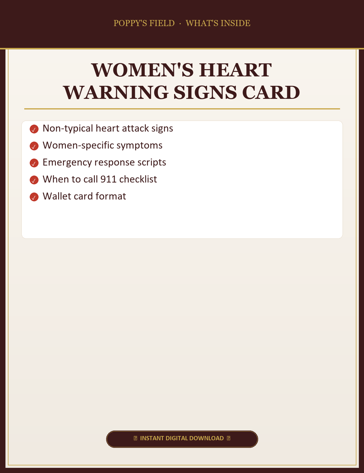 Women's Heart Warning Signs Card — What's Inside